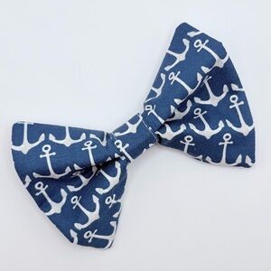 Anchor Print Dog Bow Tie Over the Collar Nautical Beach Wedding Photo Prop